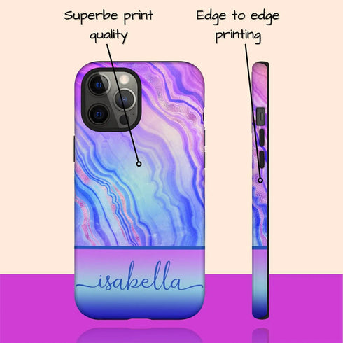 Neon Rainbow Agate Custom Name iPhone Case